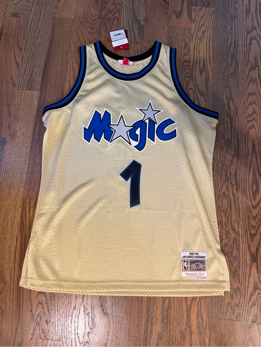 Mitchell & Ness Gold Orlando Magic #1 Jersey with Blue Trim